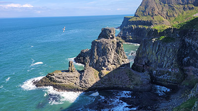 View of a sea stack from Rathlin Islands West lighthouse